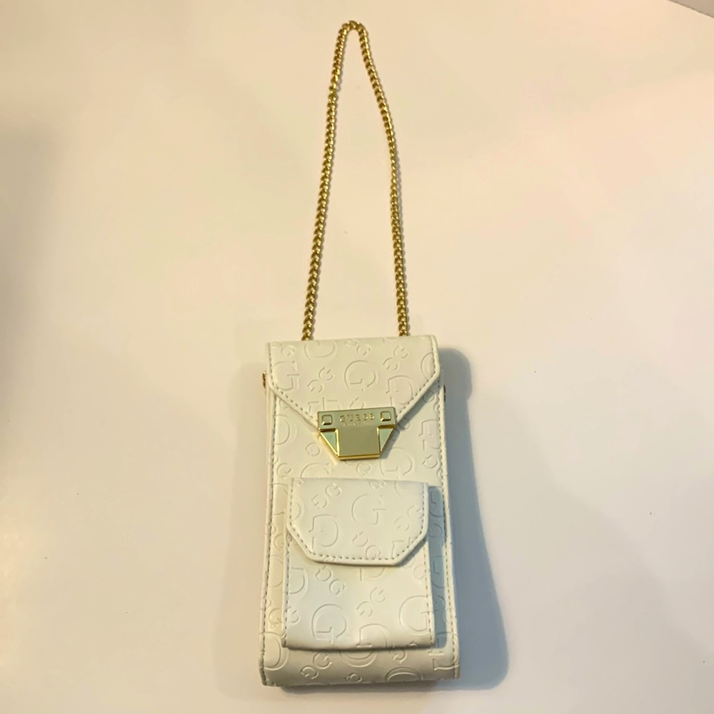 Guess White G Gold Chain Crossbody Small Purse